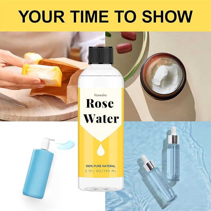 5.1 fl oz Rose Hydrosol for Face Hydrating Mist Hydration, 100% Pure Rose Water, Cleanses & Softens Skin, Promotes Healthy Skin Cell, Suitable for All Skin Types