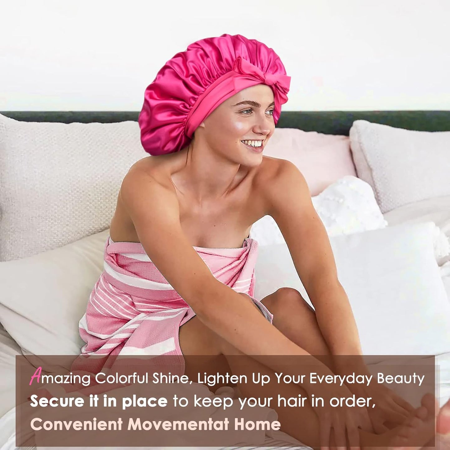 Silk Sleeping Bonnet for Women | Double Layer Satin Lined | Curly Hair | Yellow