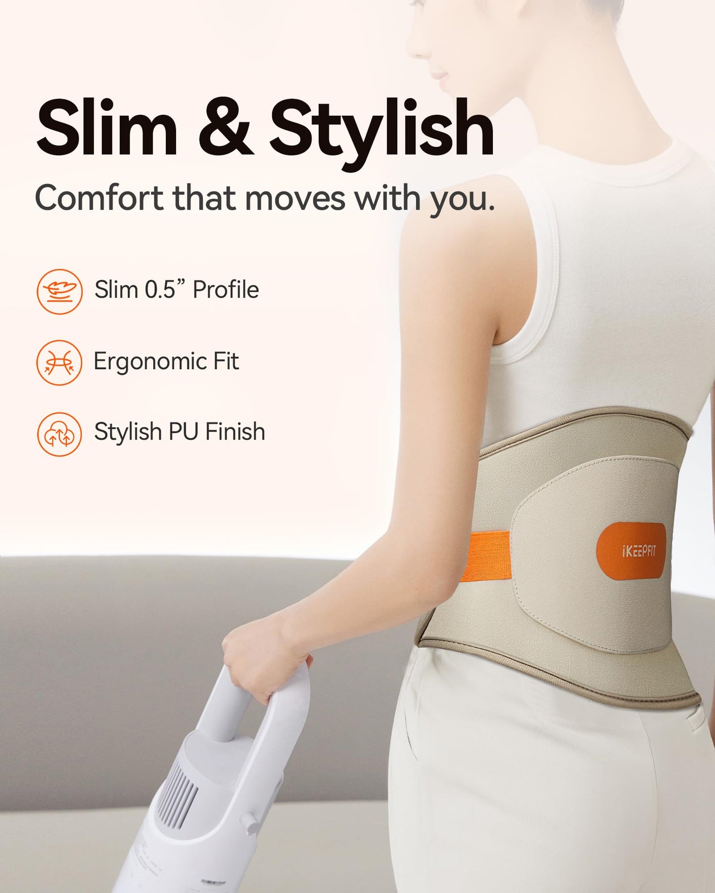 Portable Heating Pad with Massager for Back Pain Relief: MAXwarm® 3.0, IKEEPFIT® Electric Cordless Heat Pad for Period Cramps, Extra Large 65", 8000mAh Battery, Gift for Women Men(Beige)