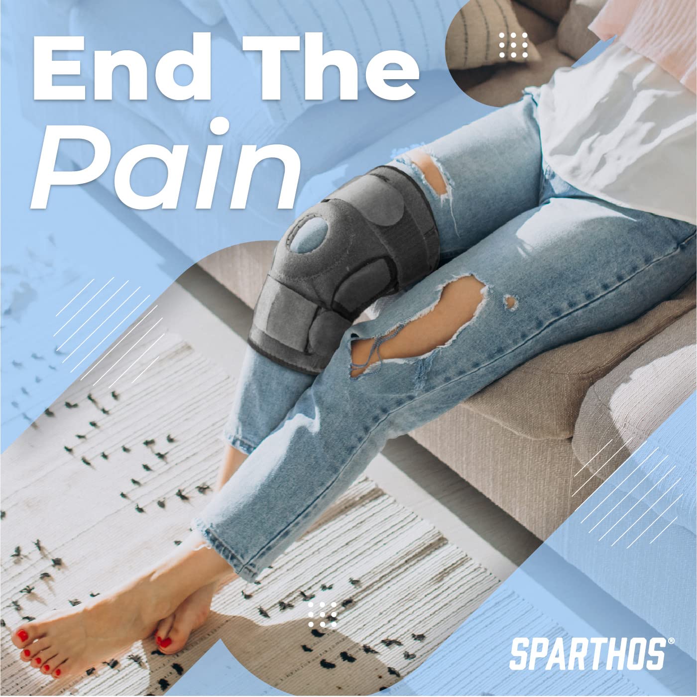 Sparthos Knee Brace - Relieves ACL, MCL, Meniscus Tear, Arthritis, Tendons Pain - Open Patella Design with Dual Hinges - Patellar Compression Support, Plus Size Fit - For Men and Women - XXX-Large