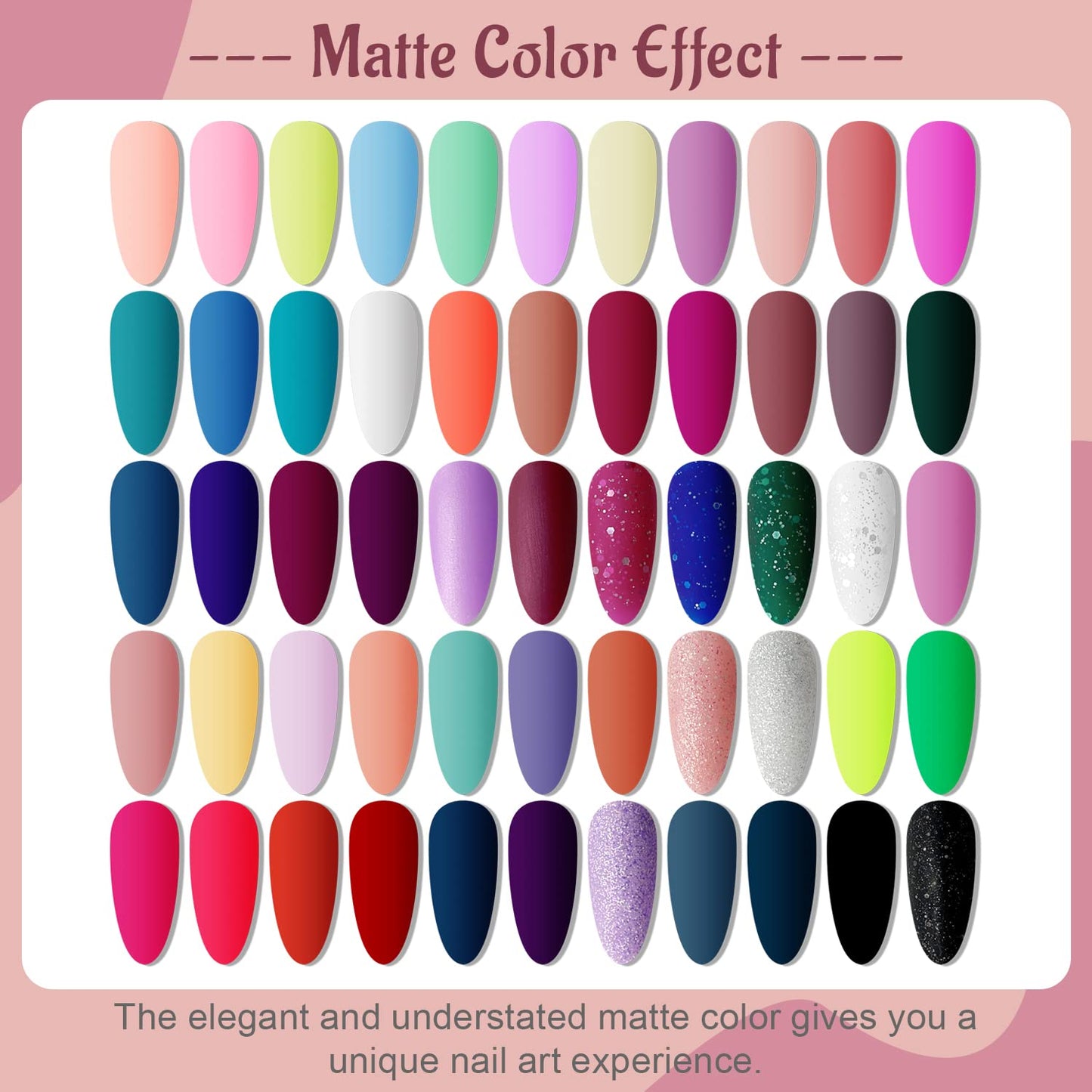60 PCS Gel Nail Polish Kit | UV Light | 55 Beautiful Colors for Home & Salon