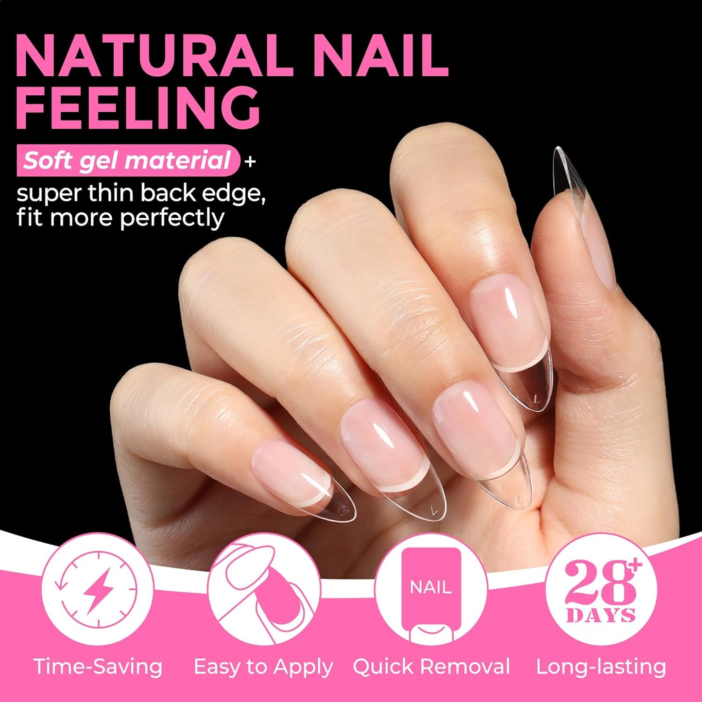 Short Coffin Press-On Nails | 216pcs Gel Tips for DIY Acrylic Extensions