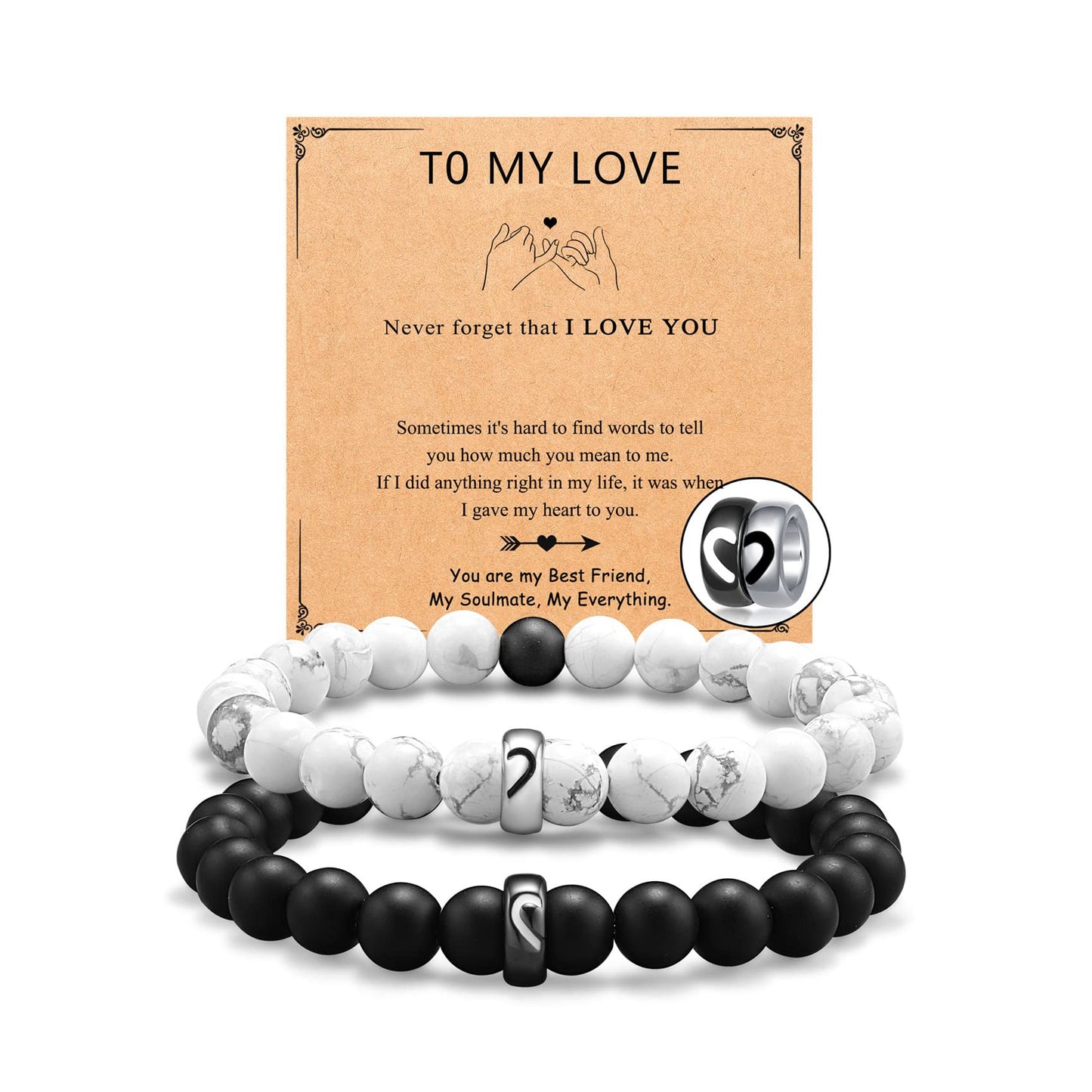 UNGENT THEM Matching Couples Bracelets Stuff Promise Long Distance Relationship Sentimental Christmas I Love You Valentines Day Gifts for Him Her Boyfriend Girlfriend Women Men His Hers Bf Gf