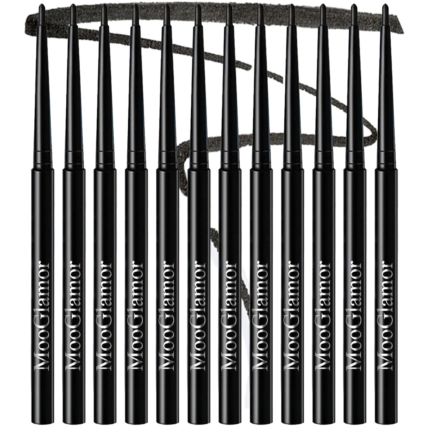 12 Pcs Black Eyeliner Pencil Gel Eyeliner Pen with Retractable and Waterproof Eye Liner for Bold and Defined Eye Liner(Black)