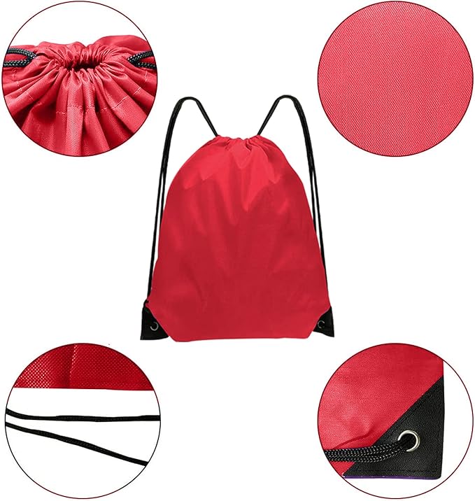 Drawstring Backpack Bulk 70Pcs String Backpack Drawstring Bags Cinch Bag Sackpack for Men Women Gym(Red)