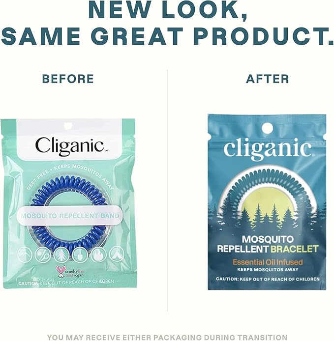 Cliganic 10 Pack Mosquito Repellent Bracelets, DEET-Free Bands, Individually Wrapped (Packaging May Vary)
