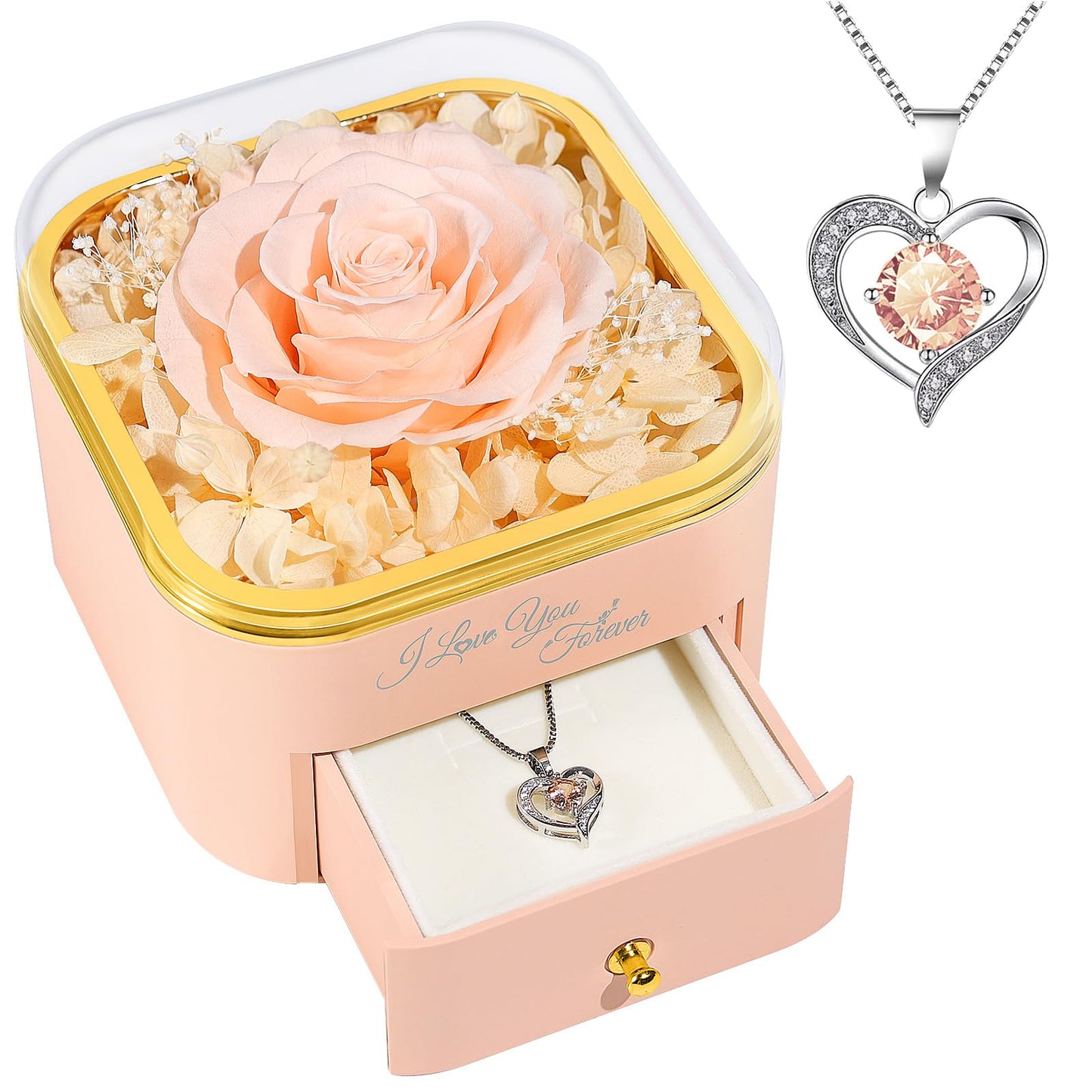 Beferr Valentines Day Gifts for Her Preserved Real Rose with Necklace Eternal Roses Forever Flowers for Delivery Prime Mothers Anniversary Birthday Gifts for Women Mom Grandma Wife Daughter Girlfriend