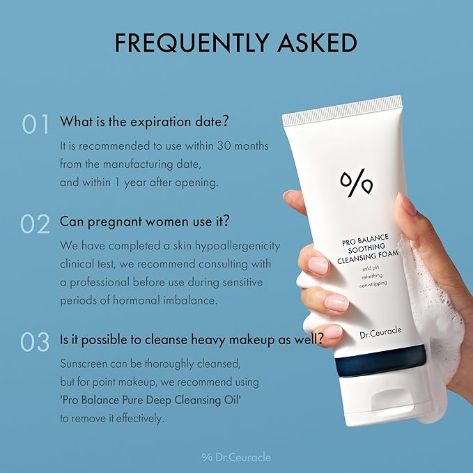 Dr.Ceuracle Pro Balance Soothing Cleansing Foam - Moisture Rich Gel to Foam Daily Cleanser with Refreshing and Hydrating Finish (150 ml / 5.07 fl. oz.)