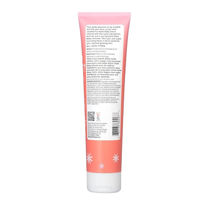 Pacifica Body Lotion Glow Baby Vitamin C Moisturizer - for Skin Brightening - w/Superfood Plant Extracts & Vitamin C & E Care Clean Beauty Vegan & Cruelty-Free Dermatologist Tested