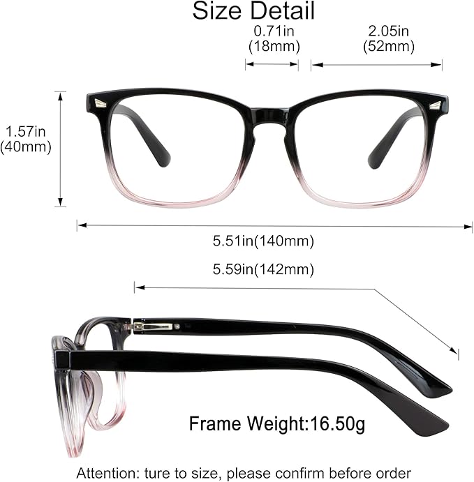 YEIN Bifocal Reading Glasses with Blue Light Blocking Lenses, Bifocal Reader for Women and Men, Vintage Square frame with Spring Hinge (+0.00/+1.75 magnification)
