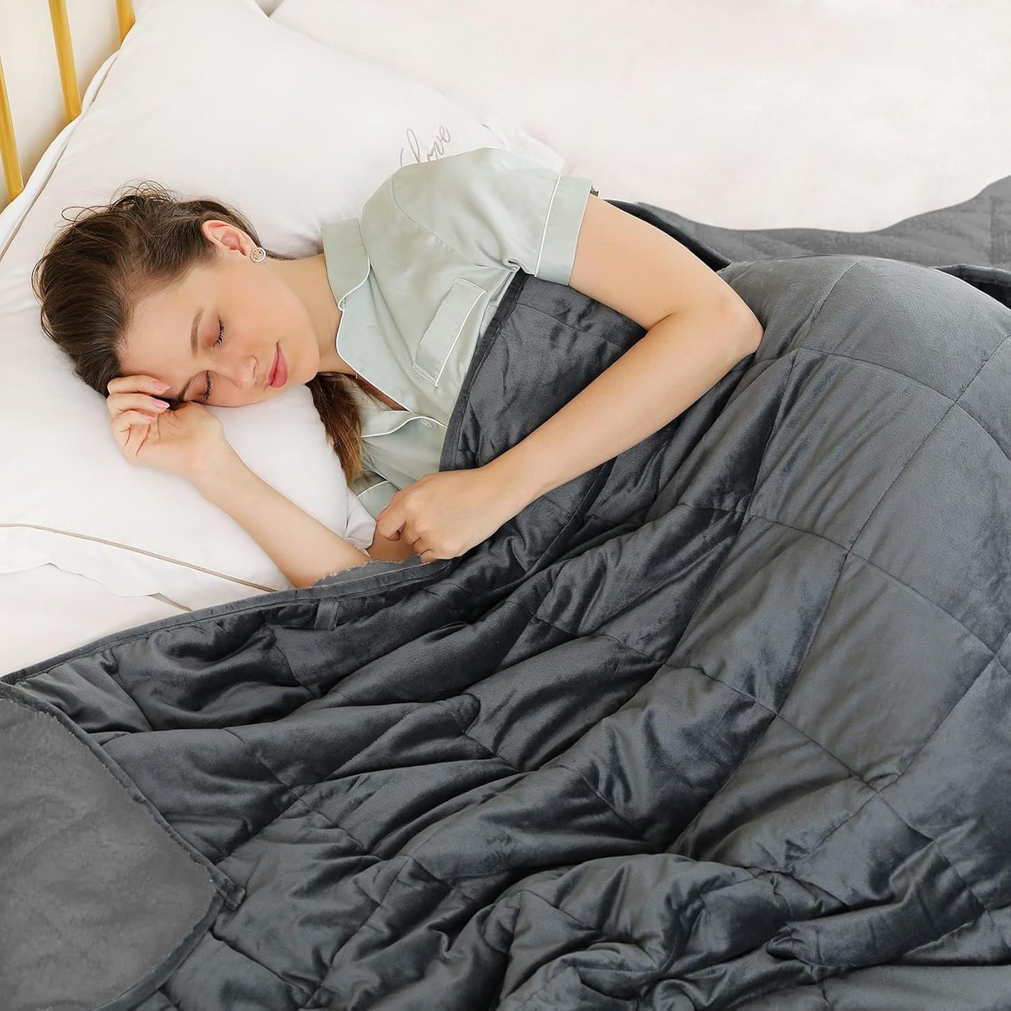 Premium Double Couple Sherpa Fleece Weighted Blanket | 20Lb | Queen Size 60x80