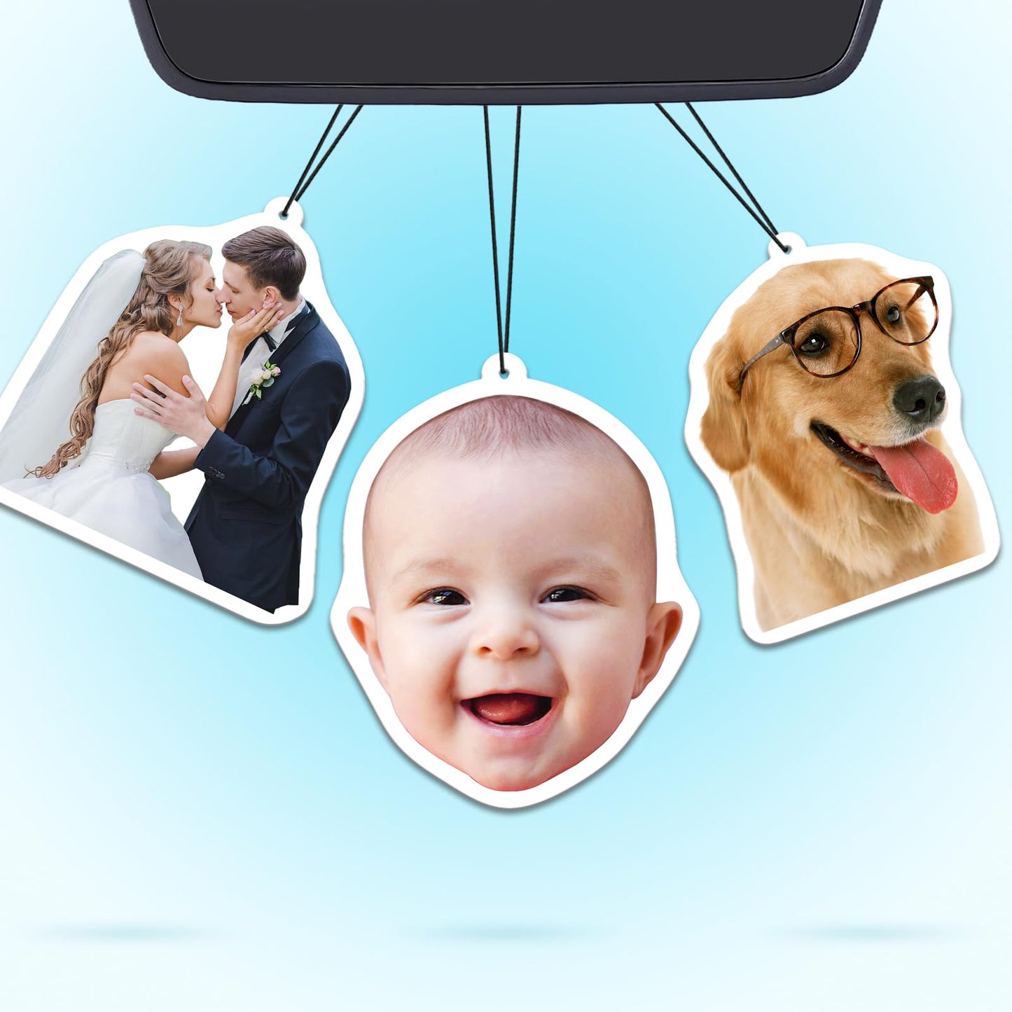 CDBUY Custom Air Fresheners with Picture - Personalized Double Sided Photo Air Freshener, Customized Air Freshener for Car Wardrobe Bathroom Hanging Ornaments (A5-Irregular Shape)