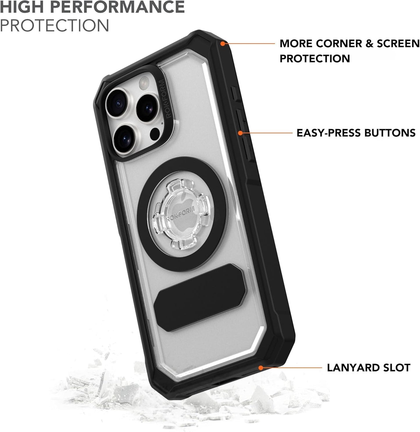 Rokform Rugged Case Compatible with iPhone 16 Pro Max, Magnetic Cover (Black)