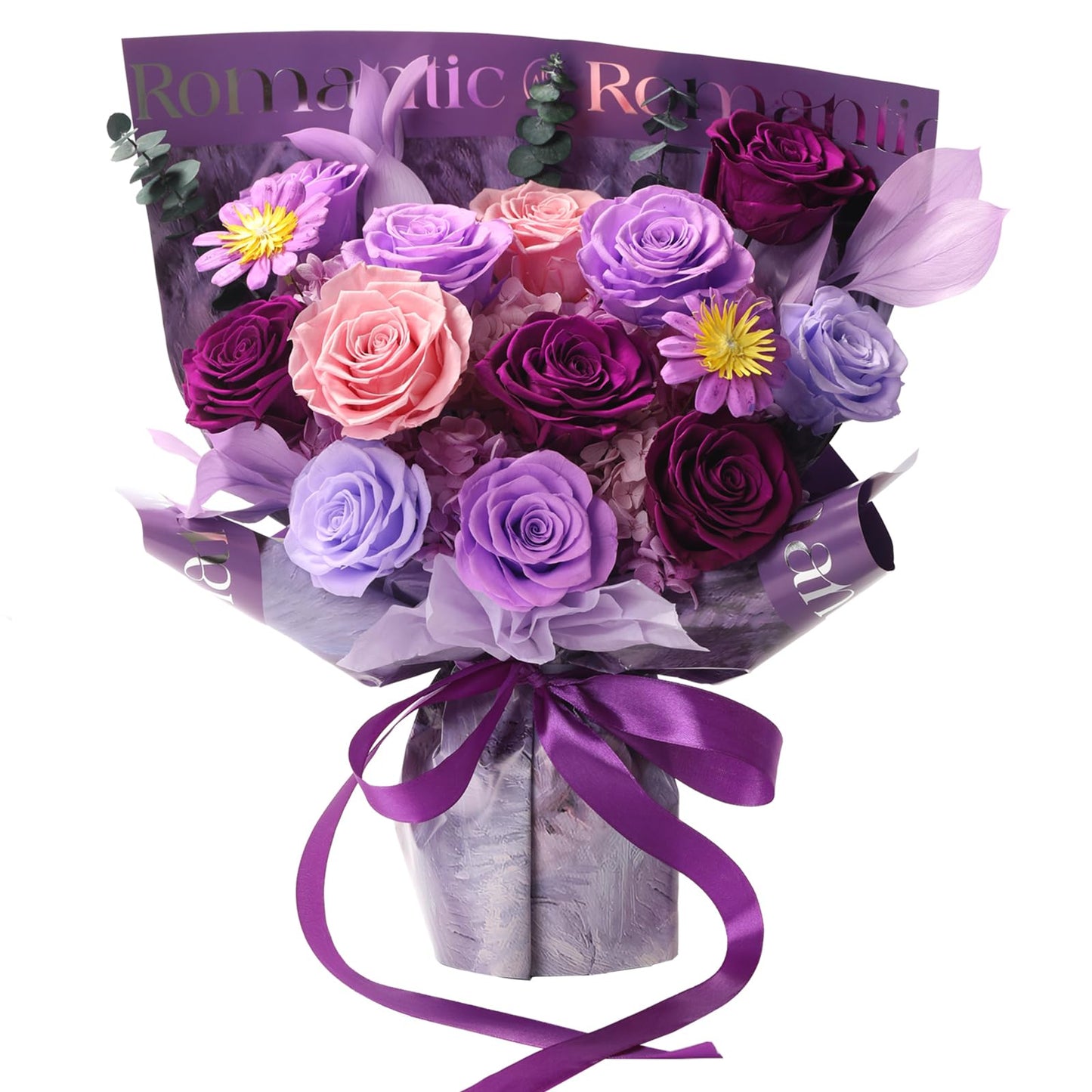 lovenfold Flowers for Delivery,Preserved Flowers Bouquets,Purple Rose Bouquets That Last 1-3 Years,Birthday Flowers Gifts for Women Mom Grandma Wife Friends