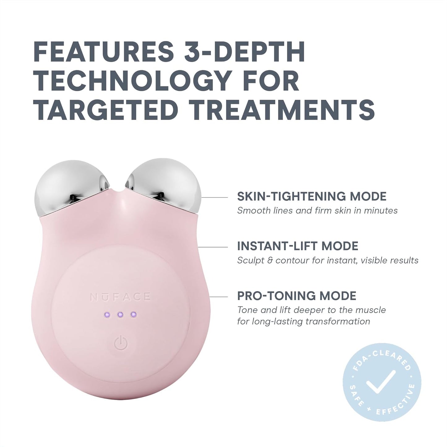 NuFACE MINI+ Microcurrent Facial Device Kit - FDA Cleared Face Sculpting & Skin Tightening Device to Contour, Lift & Tone + Microcurrent Gel Activator & Silk Creme - Sandy Rose