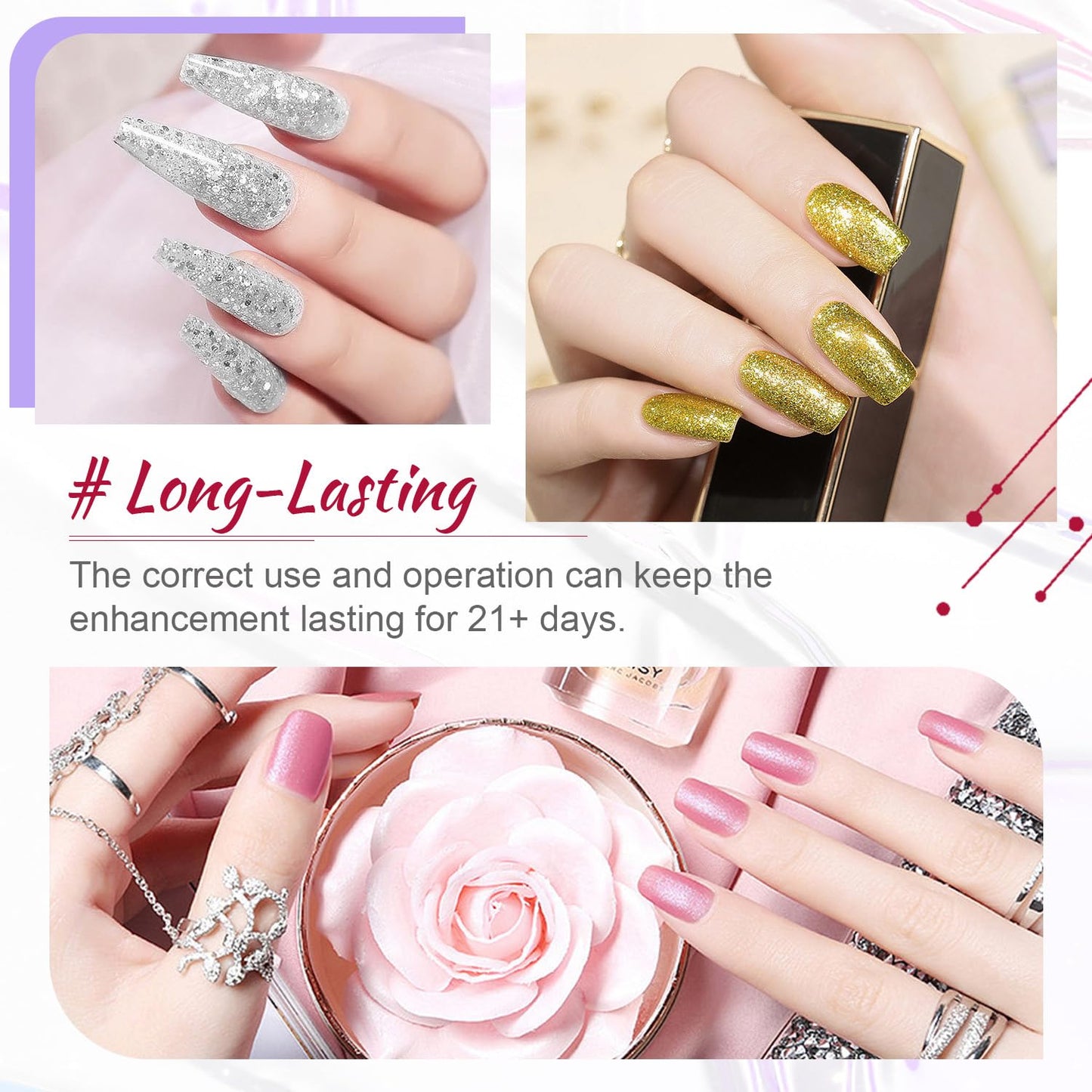 60 PCS Gel Nail Polish Kit | UV Light | Soak-Off Base & Top Coat | For Women