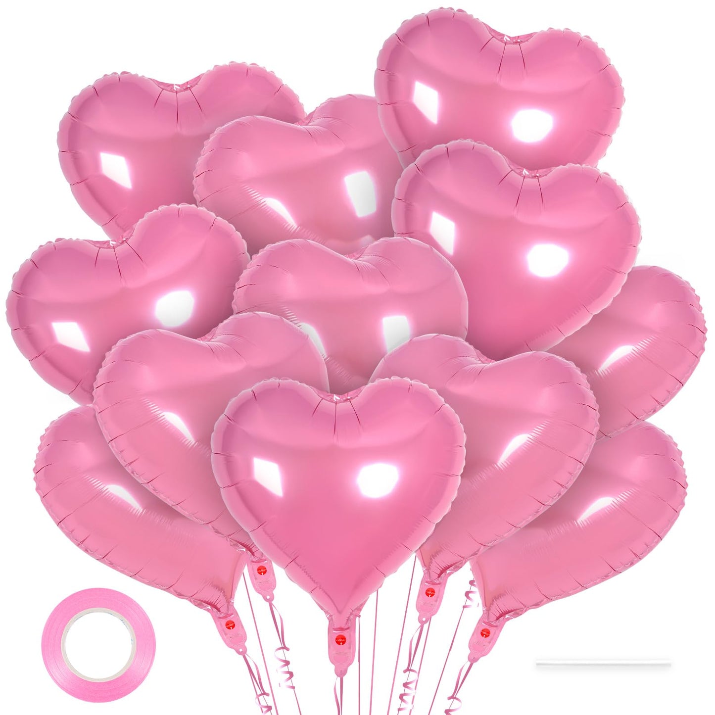 12 Pcs Red Heart Balloons,18 Inch Heart Foil Balloons Love Balloon Valentine Balloon for Birthday Party Wedding Engagement Party Baby Shower Valentine Day Decorations (red)