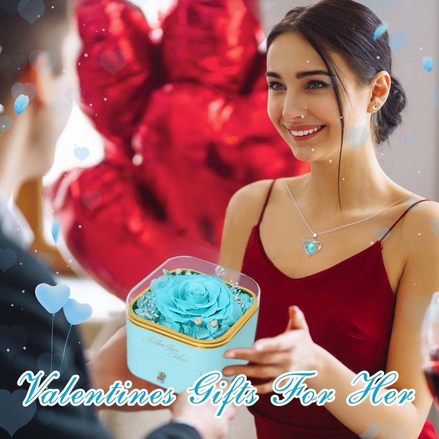 Beferr Valentines Day Gifts for Her Preserved Real Rose with Necklace Eternal Roses Forever Flowers for Delivery Prime Mothers Anniversary Birthday Gifts for Women Mom Grandma Wife Daughter Girlfriend