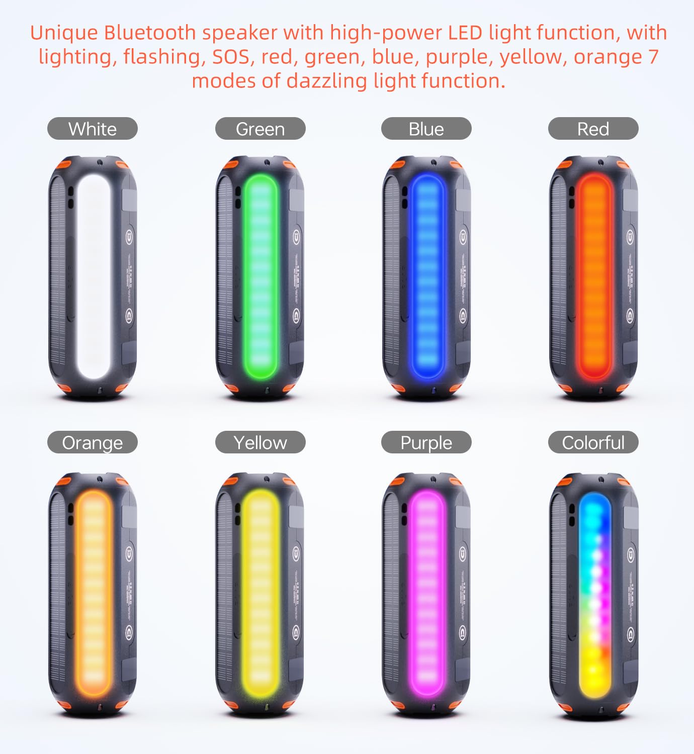 ABFOCE Magnetic Bluetooth Speaker, Golf Speaker with Solar Charging 30H Playtime, 7 Colorful Flashing Lights Outdoor Waterproof Portable Wireless, for Golf Cart Gifts Hiking Camping