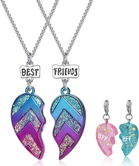 Best Friends Half Heart Pendant Necklace for Children, Kid's Best Friend Jewelry,Friendship Gift Girls BFF Necklaces-Love