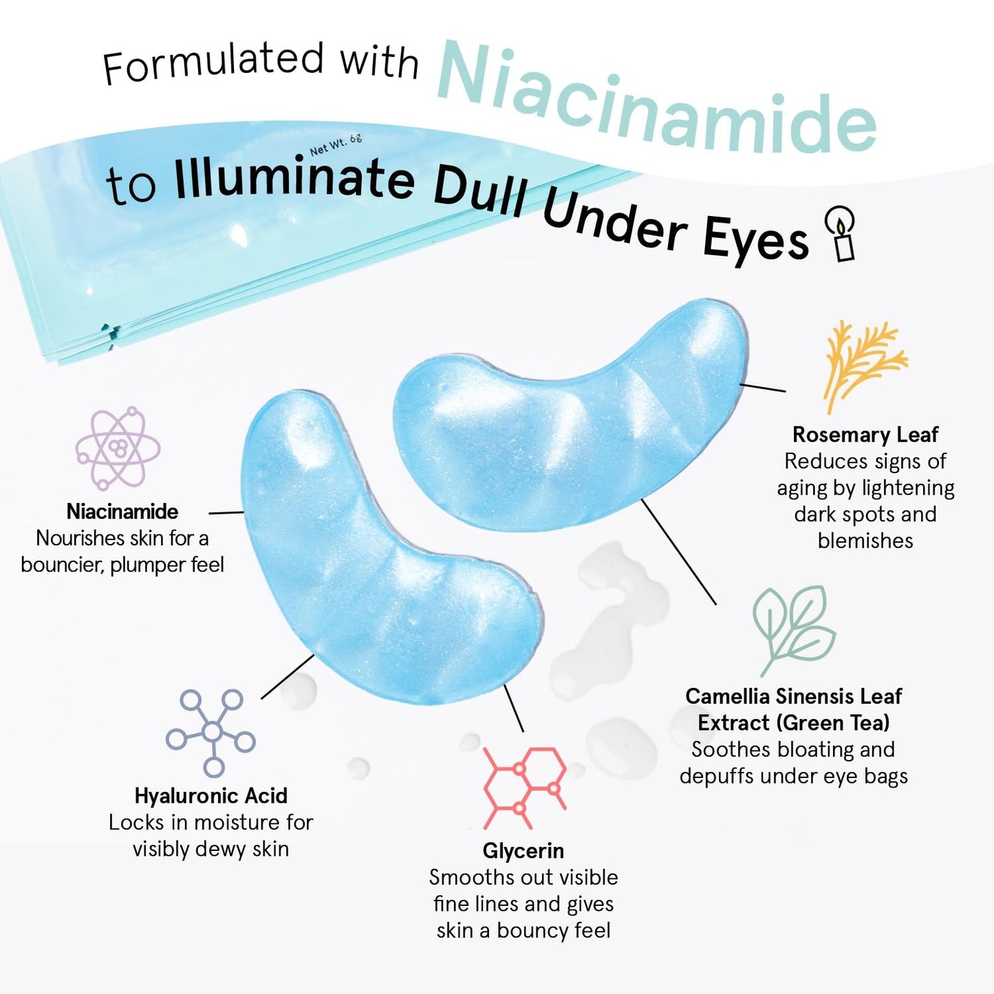 Under Eye Mask | Reduce Dark Circles & Puffiness | Vegan Gel Patches for Women