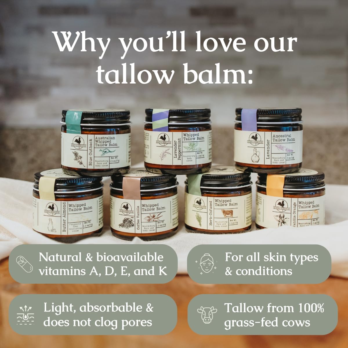 Handmade Organic Whipped Tallow Balm | Vanilla Orange | 1.3 Oz for Eczema & Rosacea