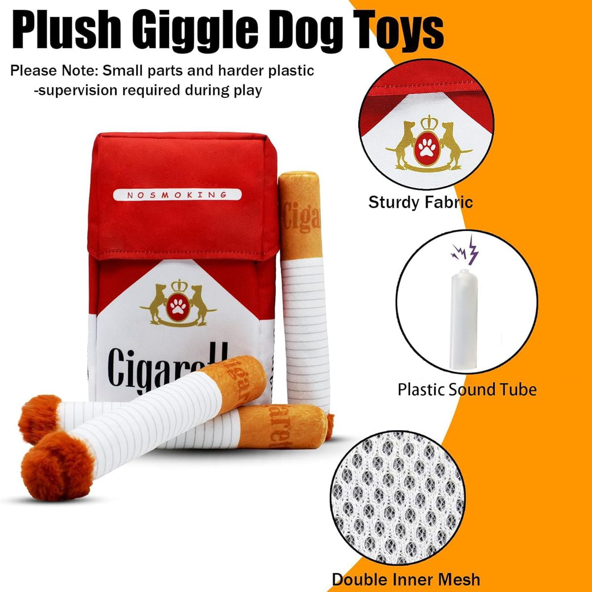 Magicorange Giggle Puff Stick Dog Toys Set, 3 Packs Interactive Squeaky Plush Toys with Box, Great for Small to Medium Dog Sizes