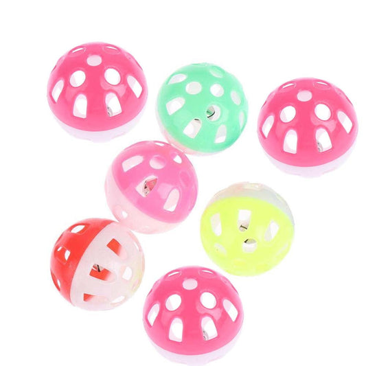 7Counts Plastic Ball Cat Toys Lattice Balls with Bell Jingle Kitten Toy