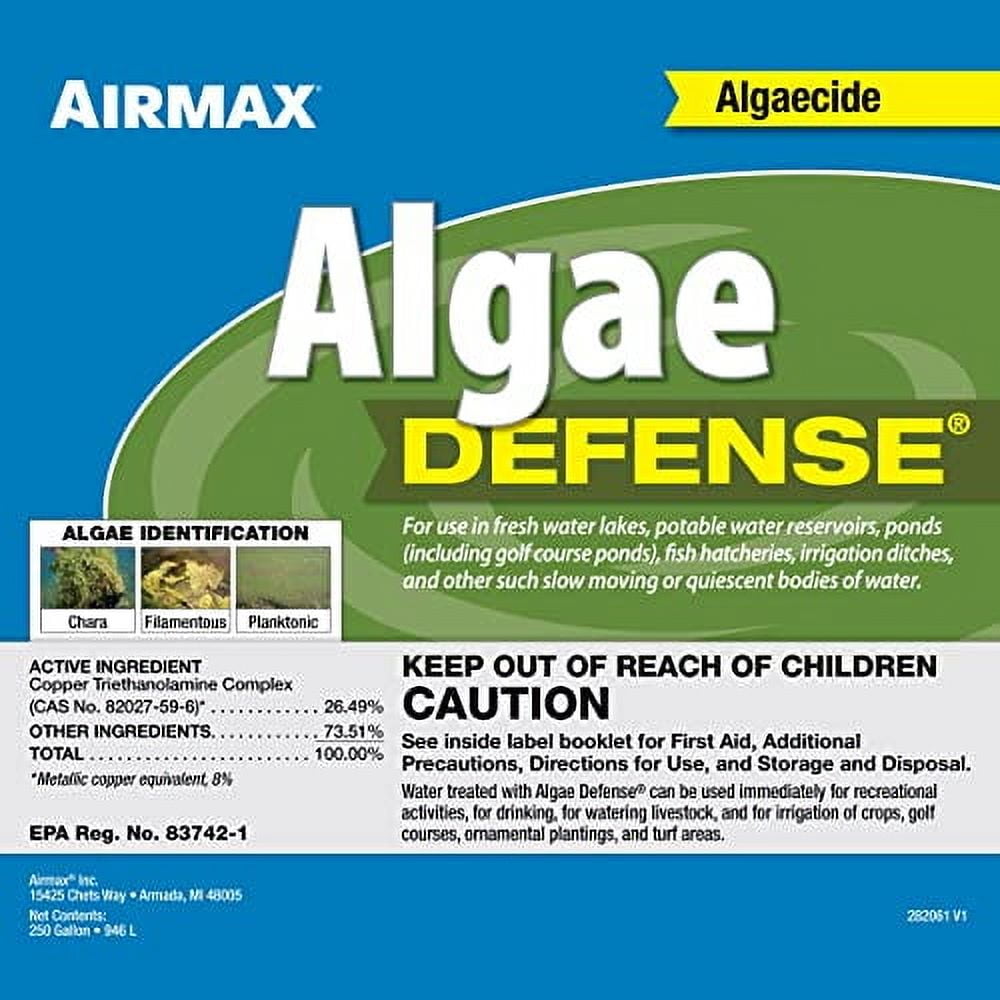 Algae Defense, EPA Registered Algaecide Pond & Lake Water Treatment, Floating Moss, Green Slime Scum & Chara Killer for Large Ponds & Lakes, Outdoor Liquid Spray Copper Based Solution, 1 Gallon