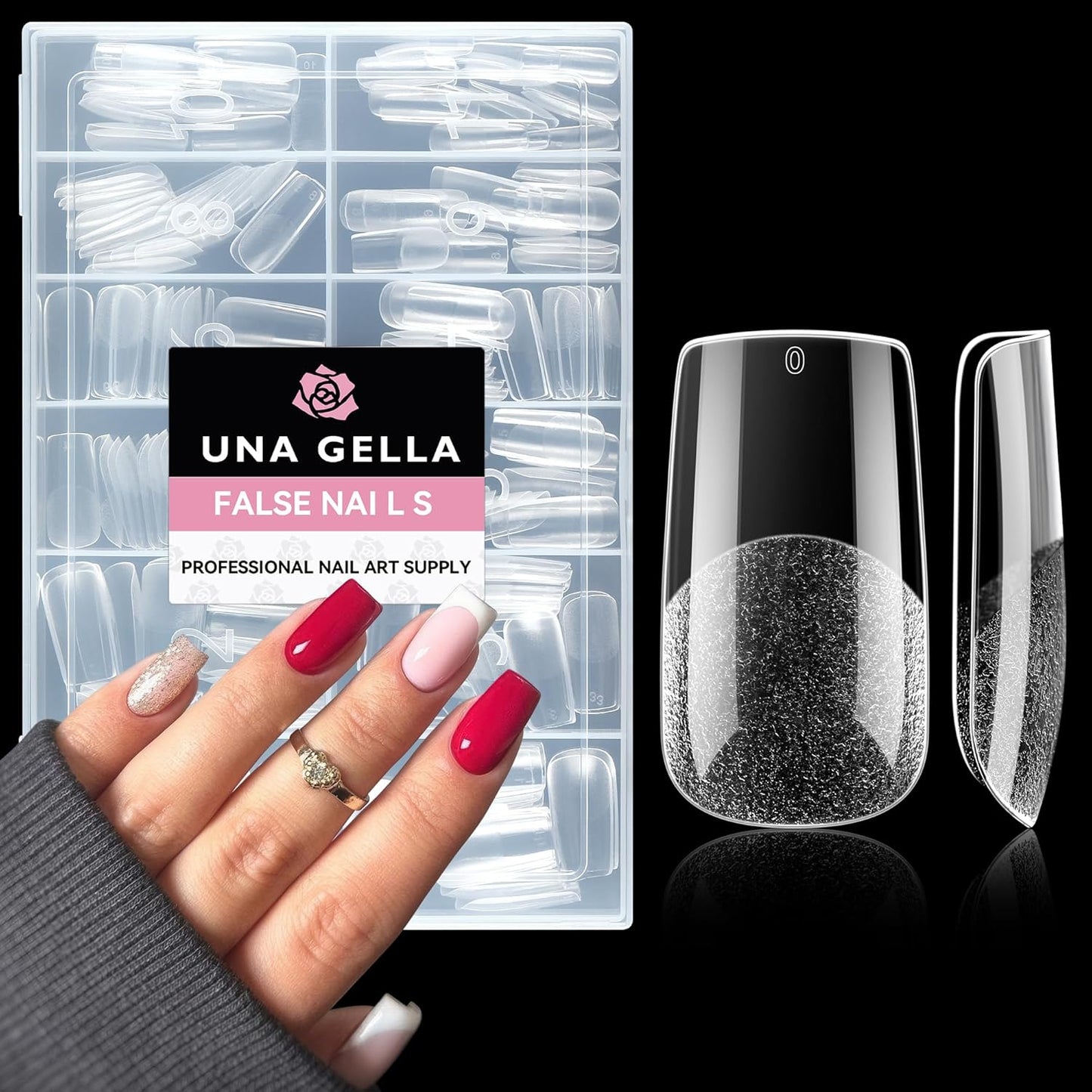 Almond Press-On Nails | 216 Pcs Full Cover Acrylic Tips | DIY Nail Extensions
