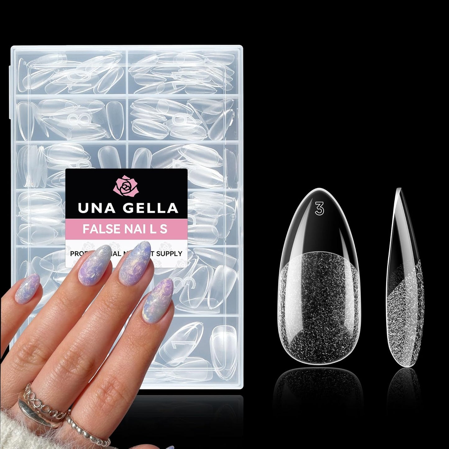 UNA GELLA 216 Pcs Square Toe Nail Tips | Soft Gel Full Cover Press-Ons