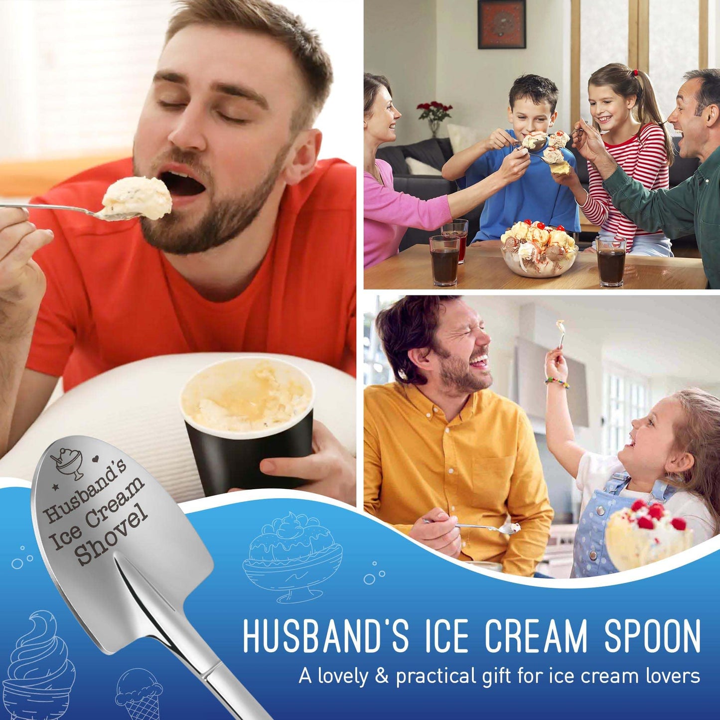 Valentines Day Gift for Husband, Husband Gifts from Wife - Funny Husband's Ice Cream Shovel Spoon for Him, Cute Romantic Gifts from Wife, Valentines Gifts for Married Couples