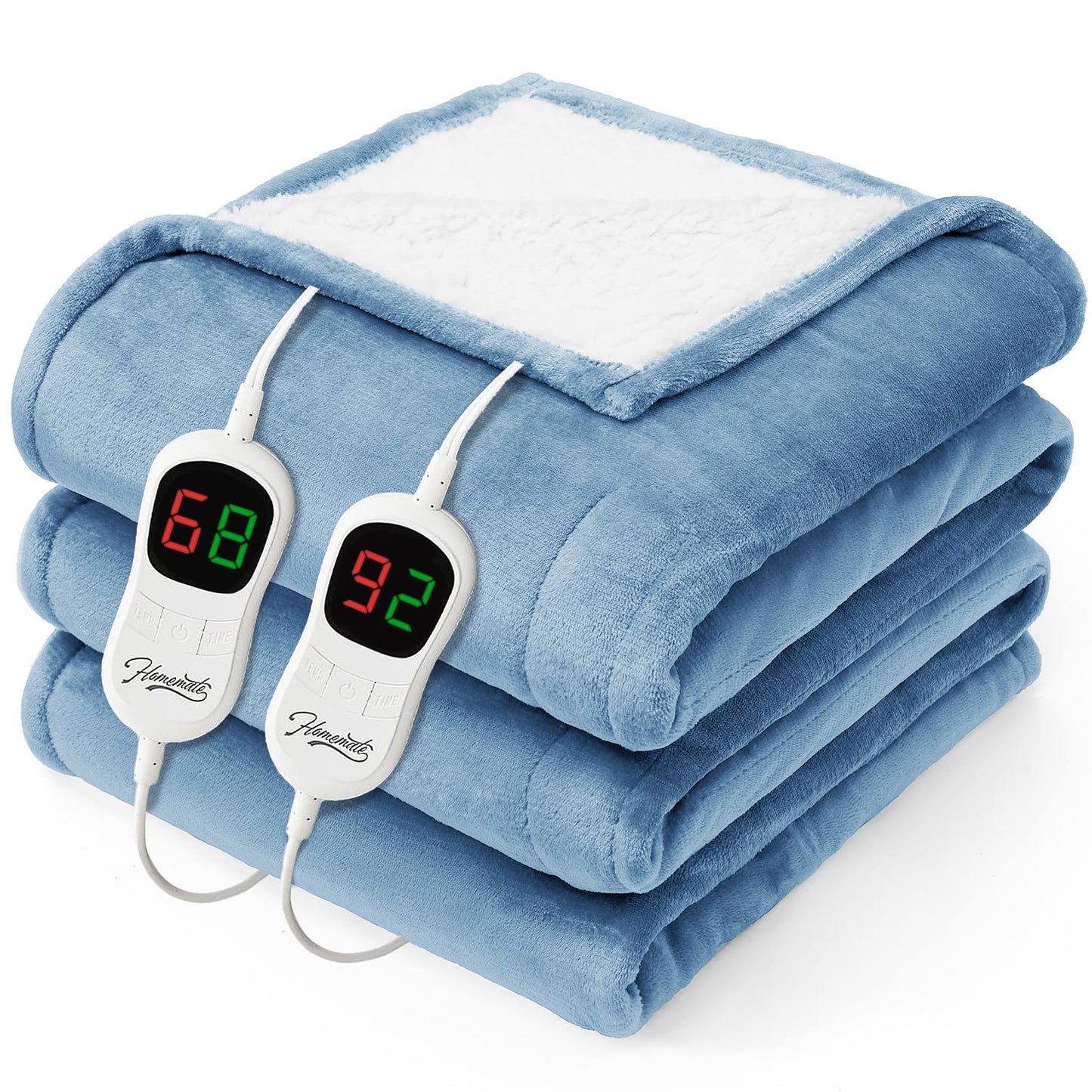 Homemate Electric Heated Blanket Twin - 62"x84" Heating Bed Blankets Throw with 10 Heating Levels 8 Hours Auto Off Fast Heating Over-Heated Protection Ultra Soft Warm Flannel ETL Certified Grey