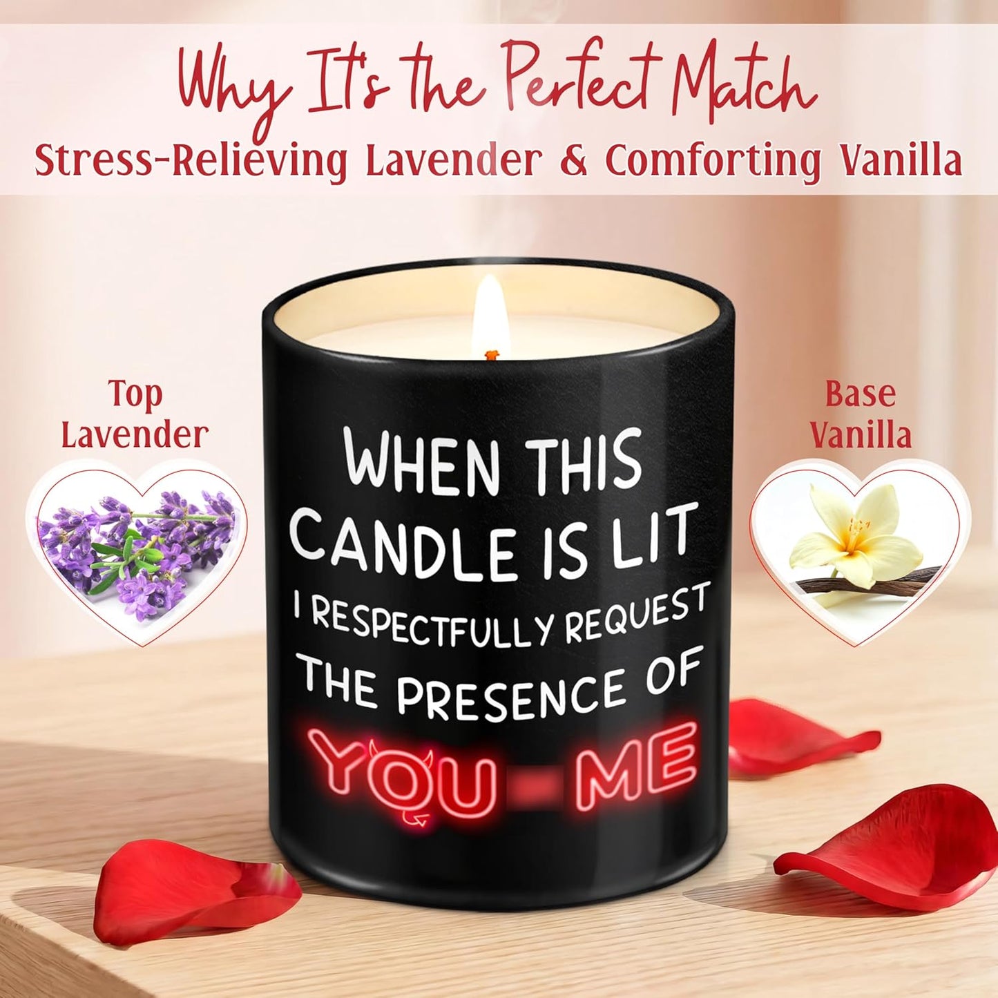 TEEZWONDER Valentines Day Gifts for Her Girlfriend - I Love You More Vanilla Lavender Romantic Candles 10 oz - Anniversary Valentines Birthday Gifts for Wife Men Women Girlfriend Boyfriend Him Husband