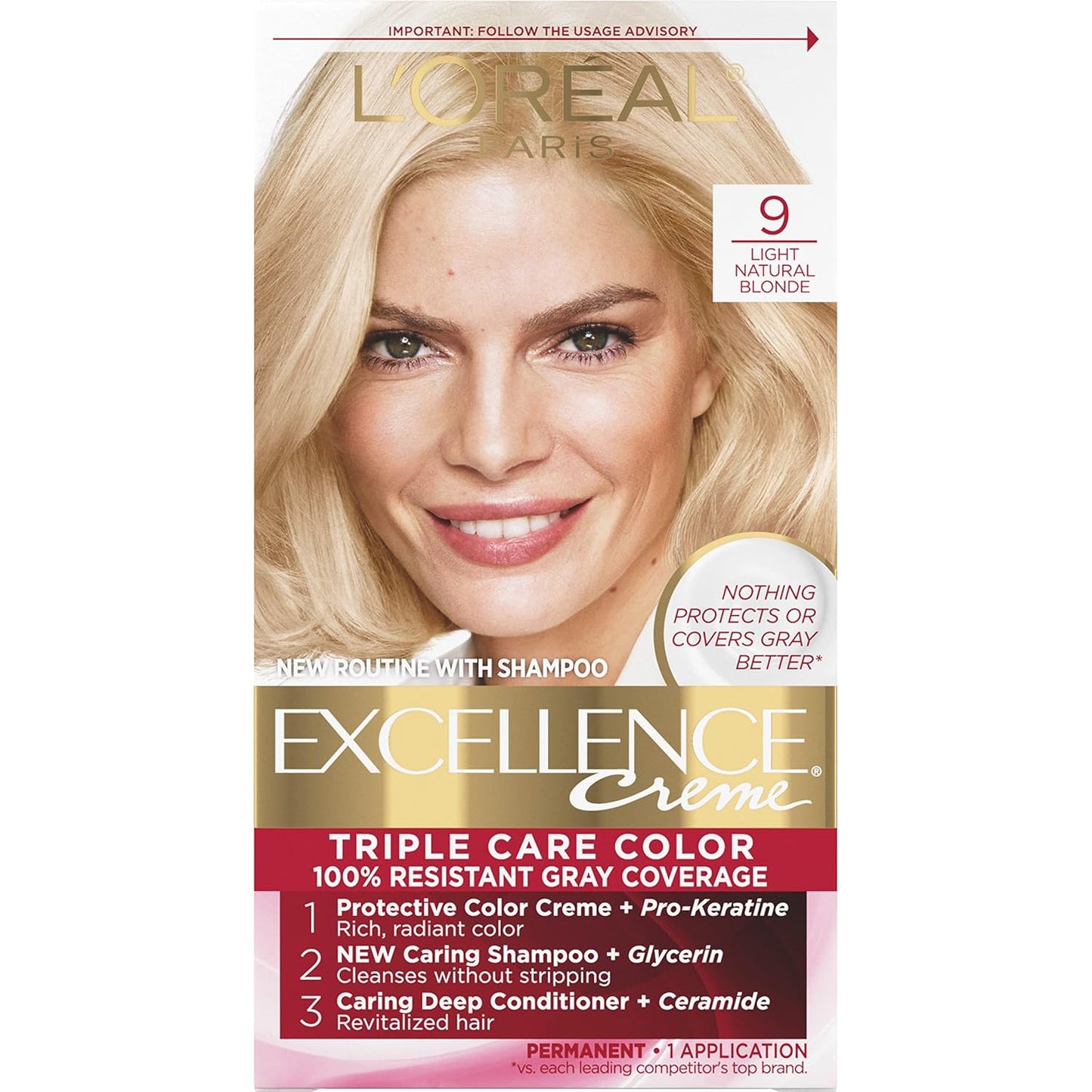 L'Oreal Paris Excellence Crème Hair Color | 4 Dark Brown | 100% Gray Coverage