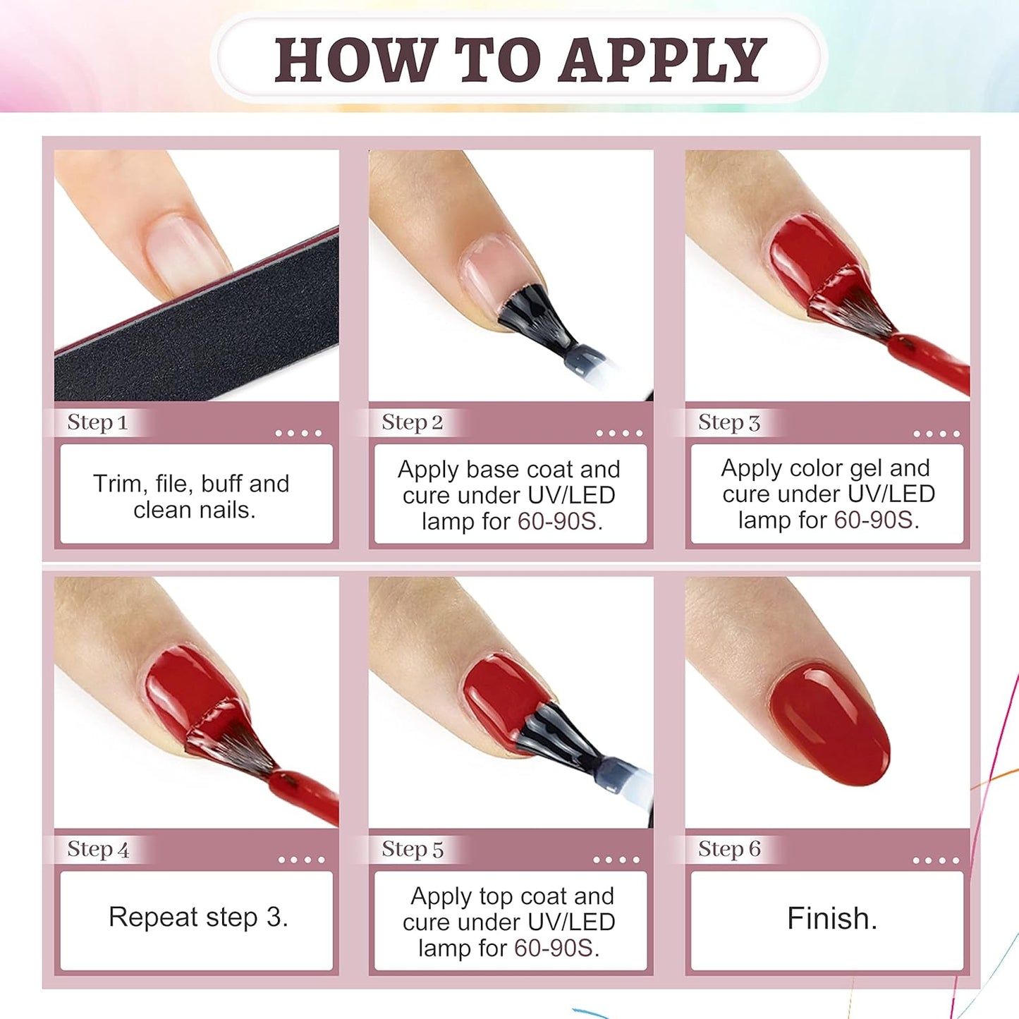 60 PCS Gel Nail Polish Kit | UV Light | Soak-Off Base & Top Coat | For Women