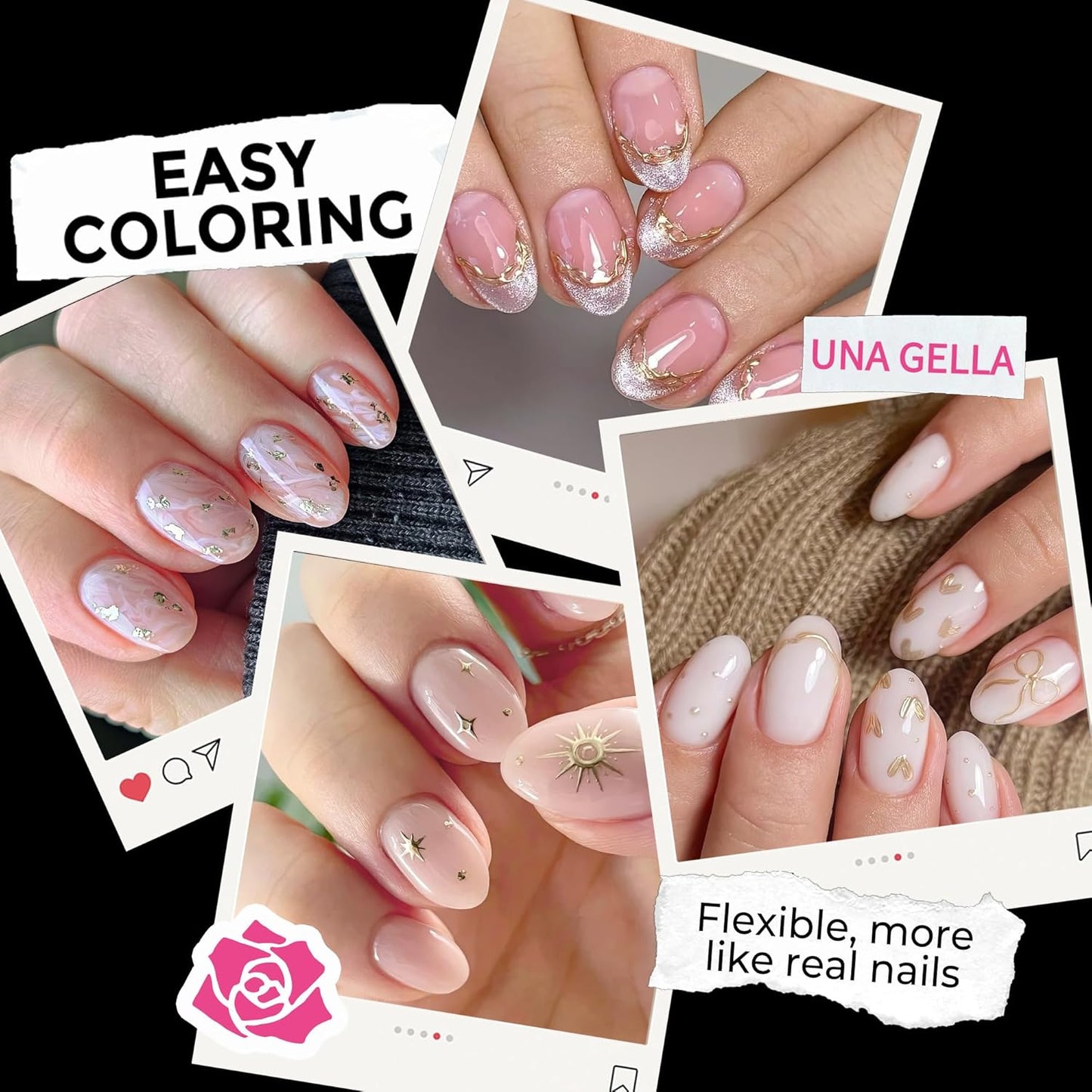 Almond Press-On Nails | 216 Pcs Full Cover Acrylic Tips | DIY Nail Extensions