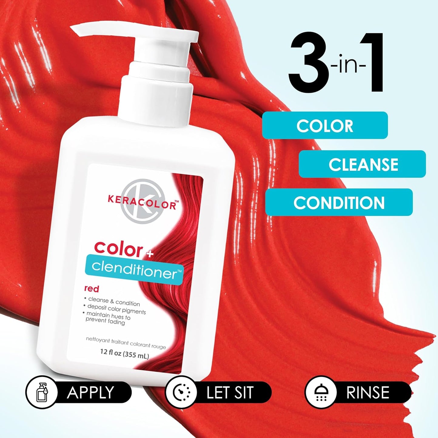 Keracolor Color + Clenditioner | 3-In-1 Color-Depositing Conditioner | 12 Fl Oz