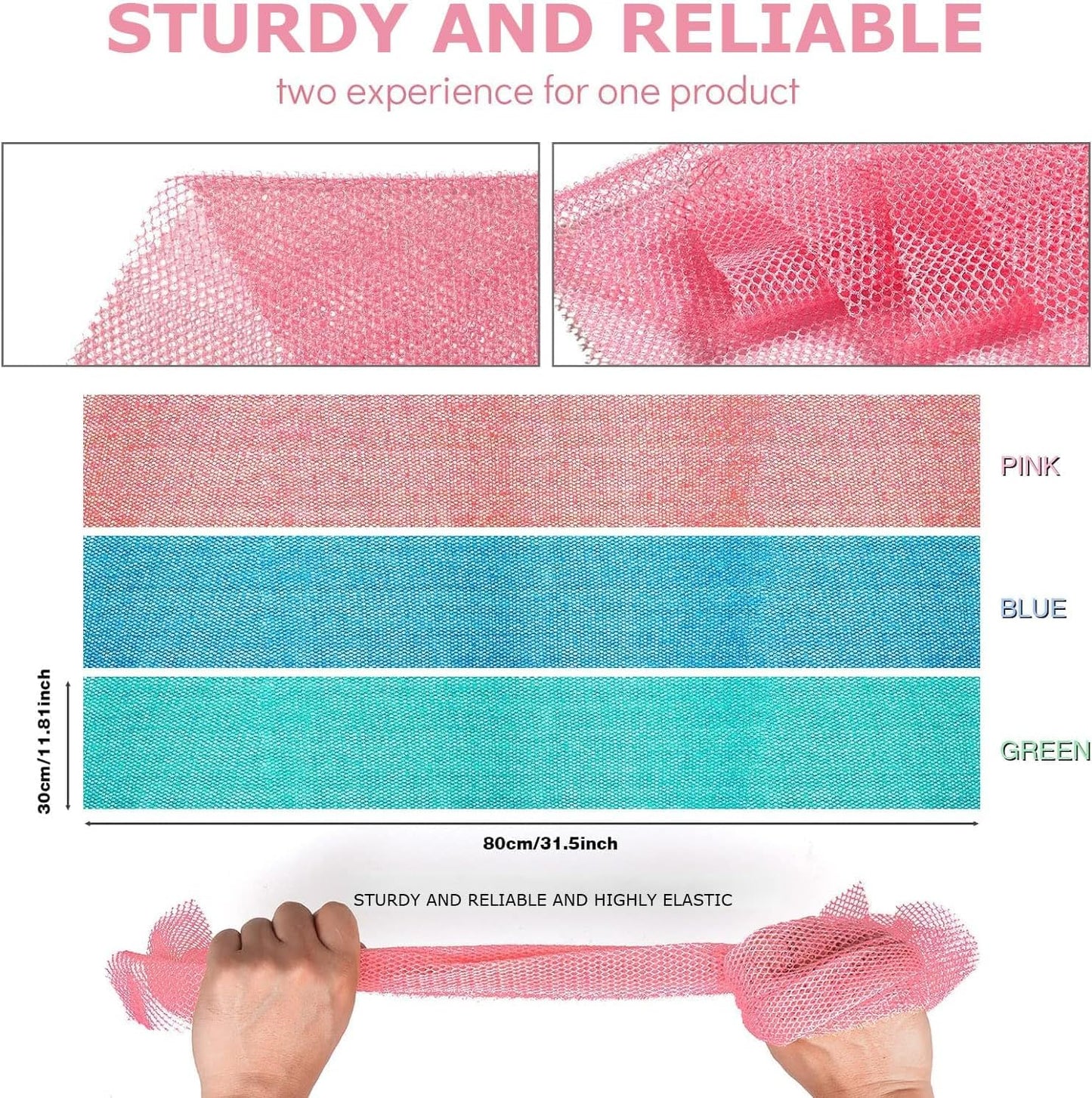 3-Piece African Exfoliating Net Bath Sponge Set | Skin Smoother | Daily Use