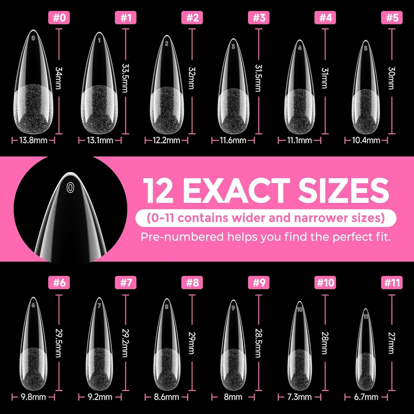 UNA GELLA 216 Pcs Square Toe Nail Tips | Soft Gel Full Cover Press-Ons