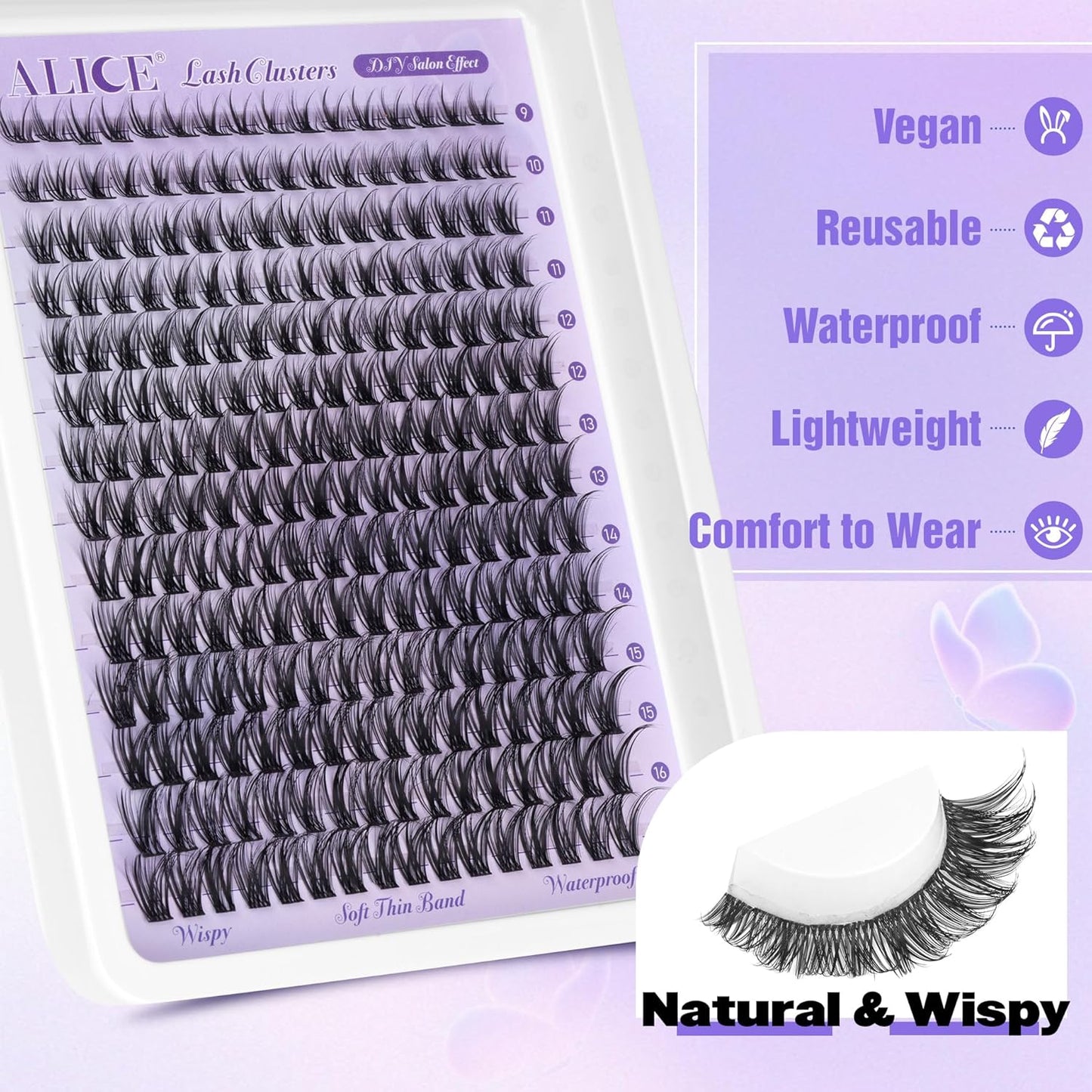 ALICE Wispy Eyelash Clusters Kit | 10-18mm Natural Individual Lashes | 168pcs