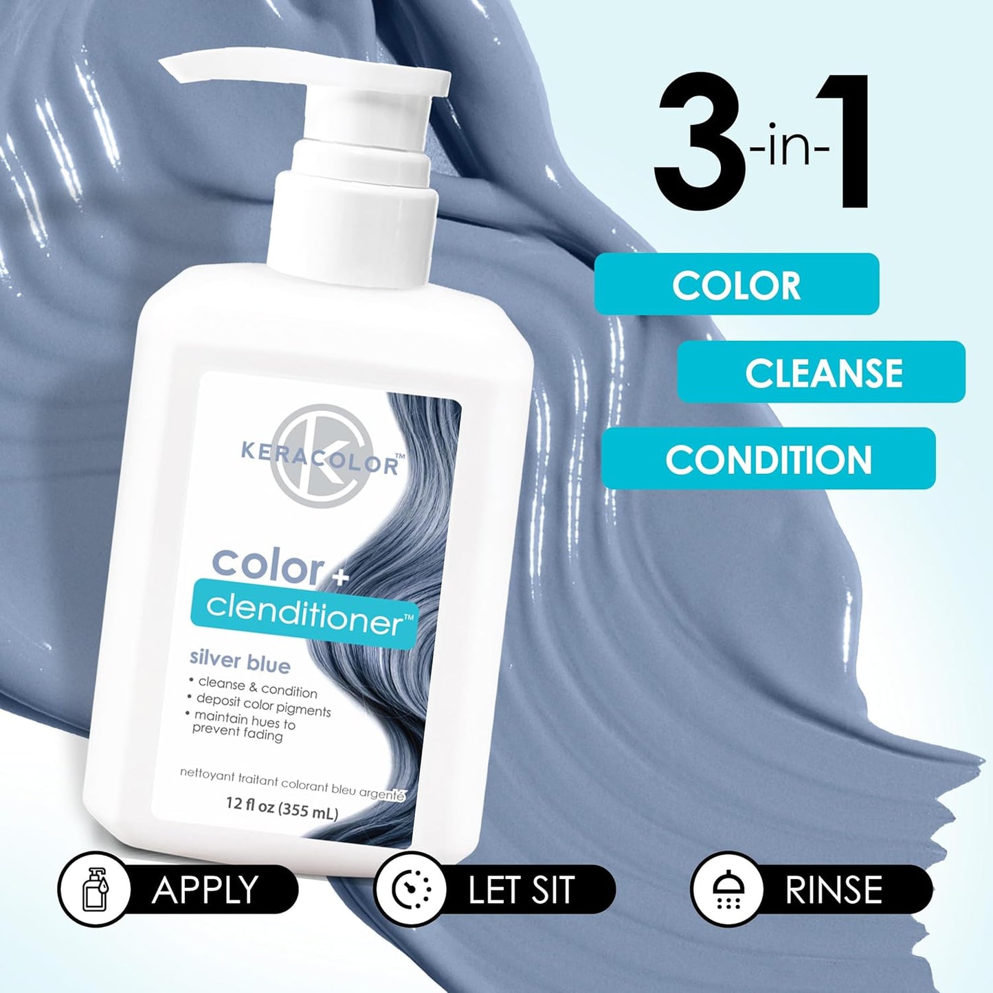 Keracolor 3-In-1 Color-Depositing Conditioner | Gently Cleanses & Conditions | 12 Fl Oz