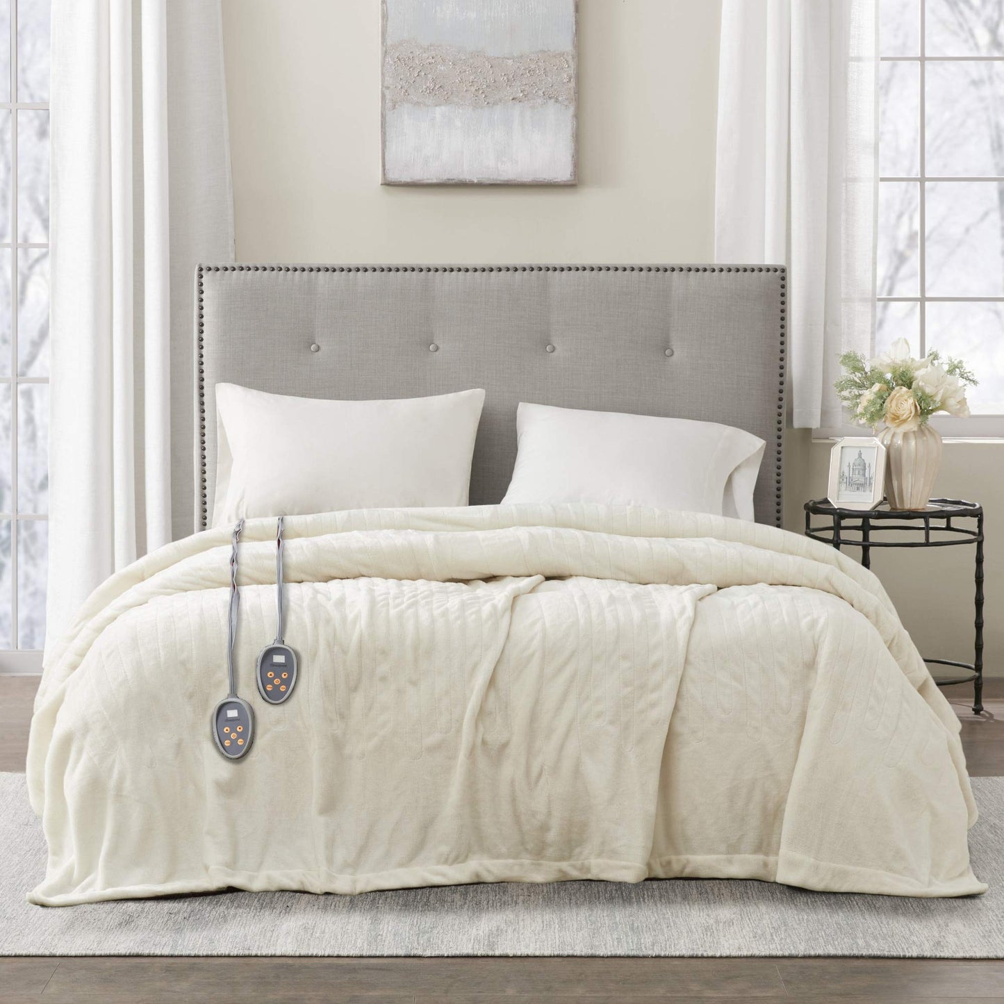 Beautyrest Heated Electric Blanket for Cold Weather, Fast Heating Heated Blanket, Auto Shut Off, Virtually Zero EMF, Multi Heat Setting, UL Certified, Sapphire Queen (90 inx84 in)
