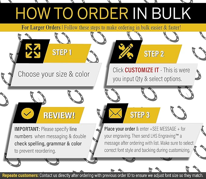 Horse Stall Name Plate, 2x10 Personalized Stall Signs, UV Protected, All Weather Adhesive, Hanging, Mounting or Other, Brushed Brass Plastic Black Letters - Made in USA - M6