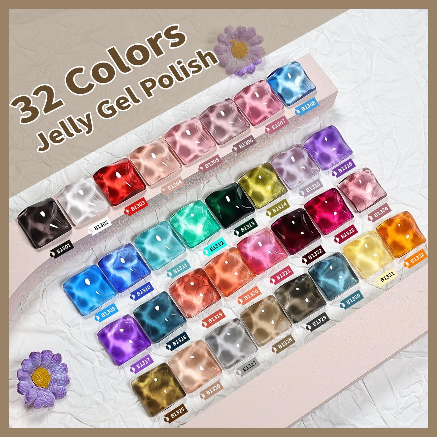 JODSONE 32-Color Jelly Gel Nail Polish Kit | High Shine & Matte Finish