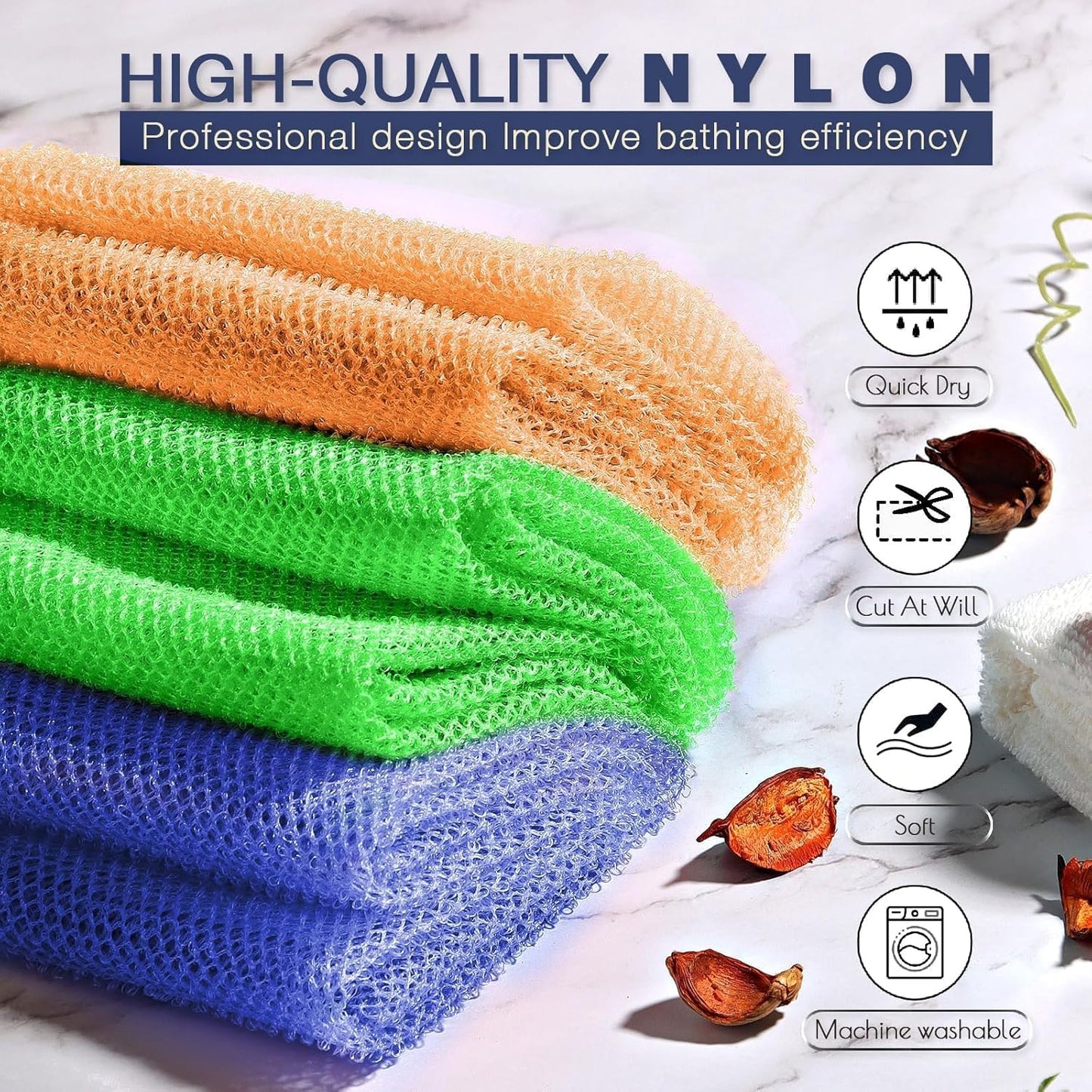 Exfoliating African Bath Sponge | Long Net Body Scrubber | Green