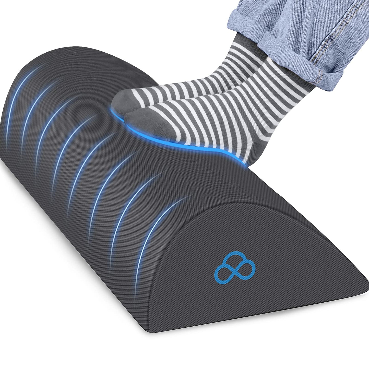 Foot Rest Ergonomic Pillow for Under Desk at Work, Anti-Fatigue Footrest Support Pillow for Fatigue & Pain Relief, Comfortable for Office Chair, Car Seat & Gaming Chair - Black