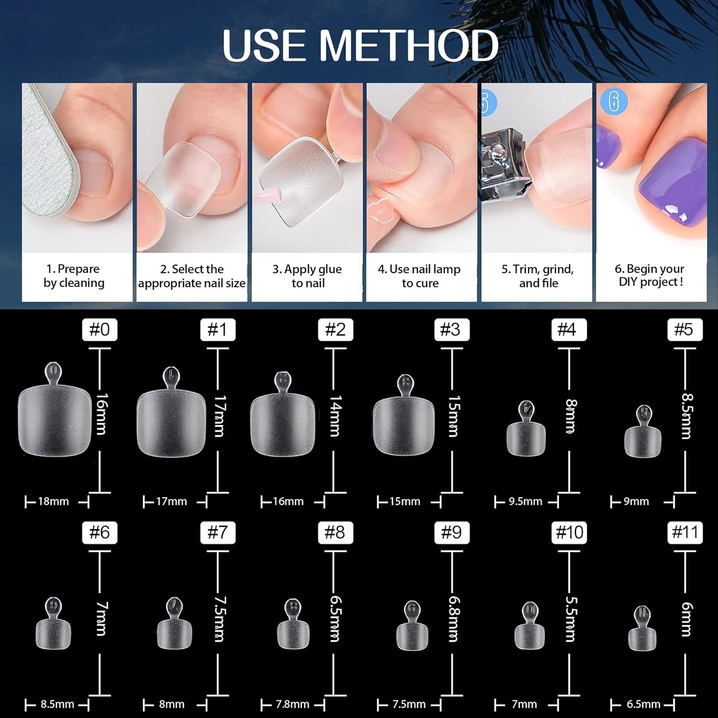 UNA GELLA 504Pcs Short Coffin Gel Press-On Nails | Pre-Etched For Women