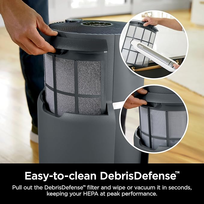 Shark Air Purifier for Home with NeverChange HEPA Air Filter, 1300 sq. ft. for Powerful Multi-Room Purification, 5-Year Filter, Filters Smoke, Captures 99.98% of Particles & Dust, HP301