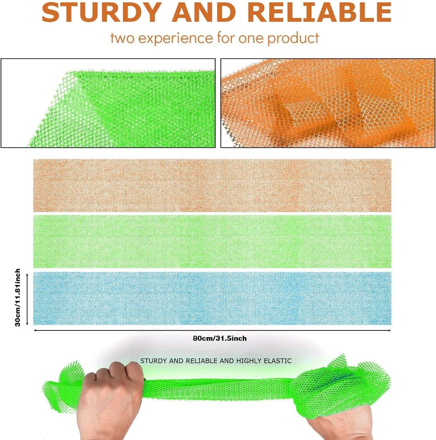 Exfoliating African Bath Sponge | Long Net Body Scrubber | Green